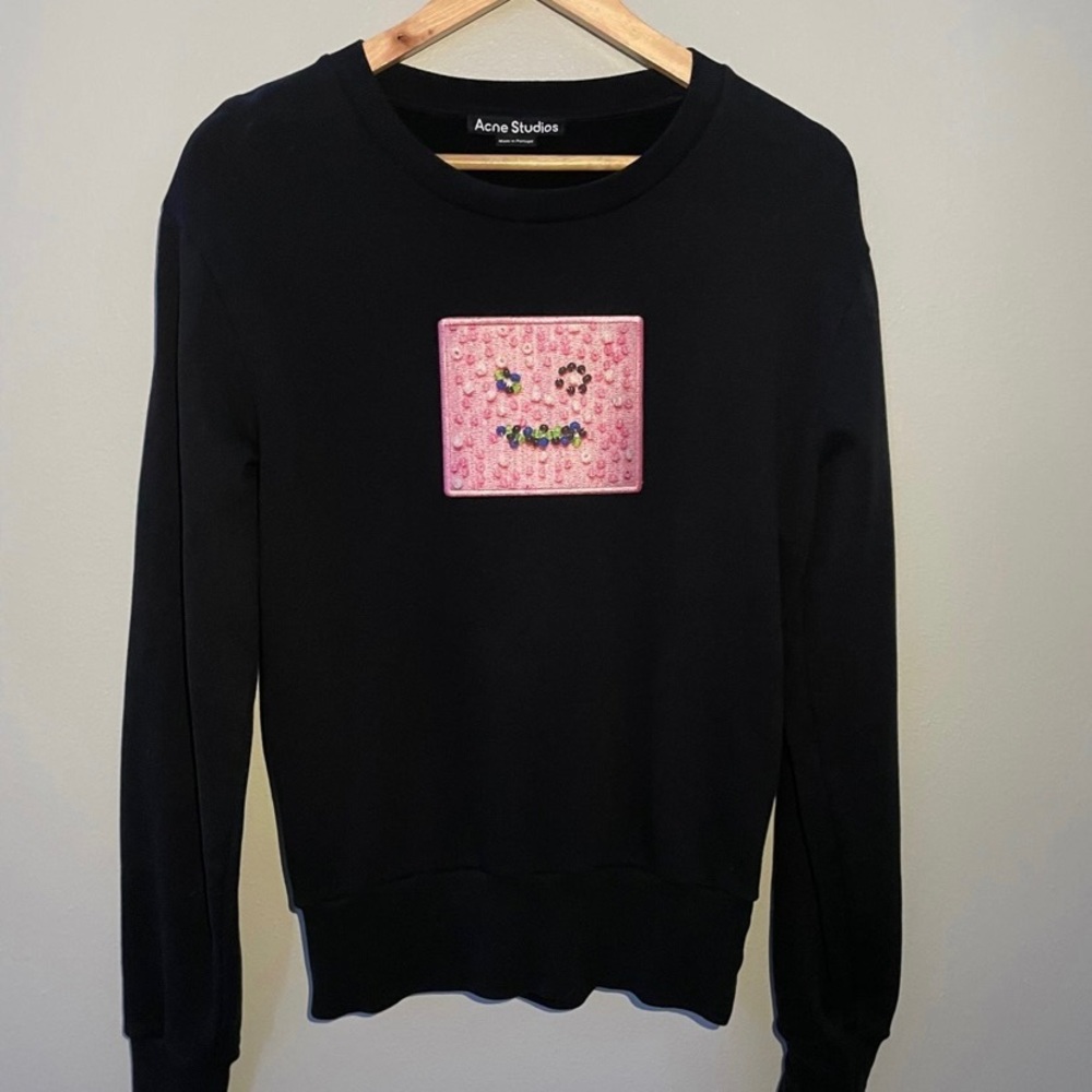 Acne Studios Pink Beaded Face Sweatshirt